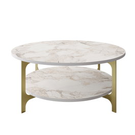 Hanah Home Versy - Gold Mesa de Centro con Diseño de Mármol
